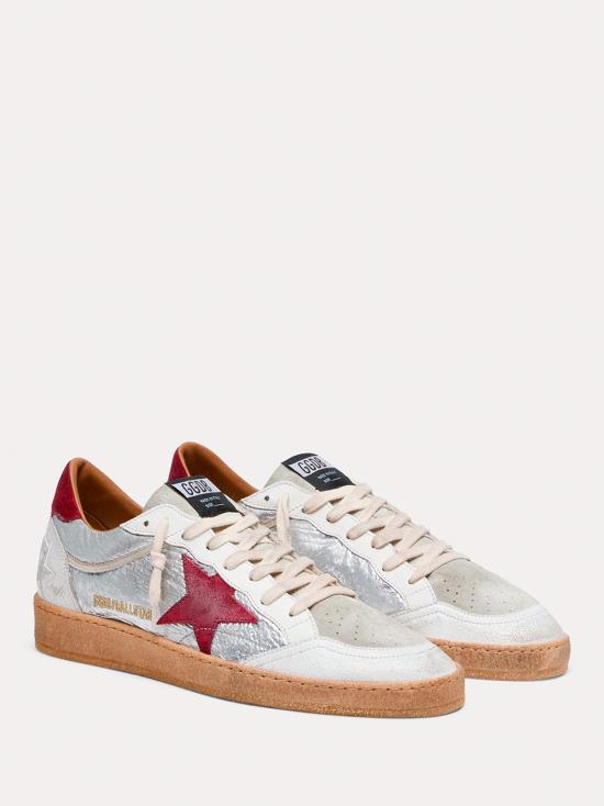 26SS 골든구스 볼스타 스니커즈 GMF00771F008162 70346 SILVER GREY WHITE RED - GOLDEN GOOSE