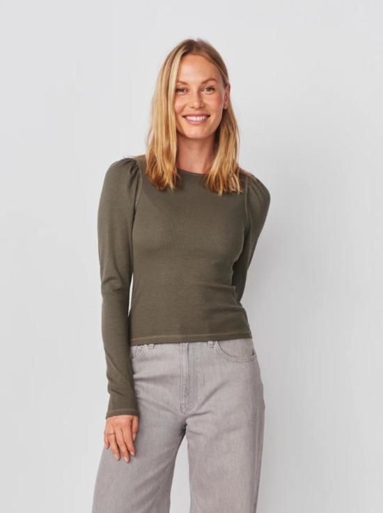  썬드라이 긴팔 티셔츠 잡드리 퍼프 소매 탑