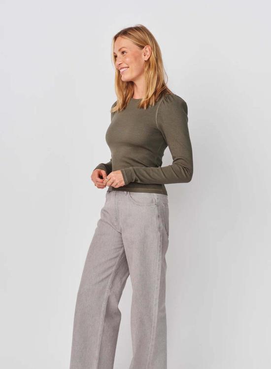  썬드라이 긴팔 티셔츠 잡드리 퍼프 소매 탑 - SUNDRY