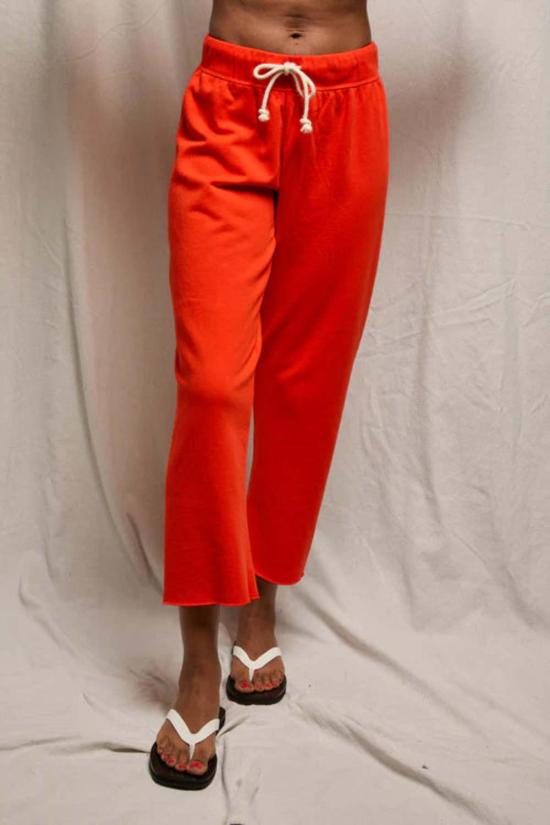  퍼펙트 화이트 티 크롭 팬츠 자메이카 비치 플리스 카프리 스웨트팬츠