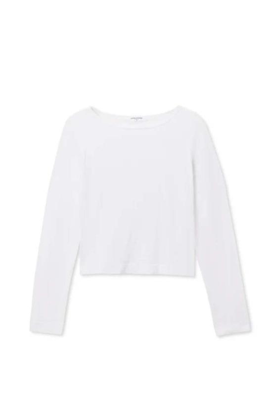  퍼펙트 화이트 티 긴팔 티셔츠 파커 크리스피 롱 슬리브 보트넥 탑 - PERFECT WHITE TEE