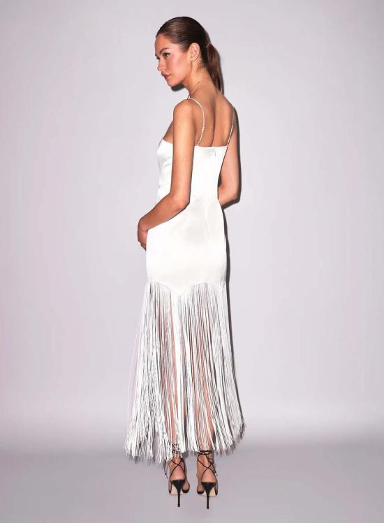  플뢰르 뒤 말 롱 원피스 Fleur Du Mal 새틴 프린지 맥시 드레스 아이보리 - FLEUR DU MAL