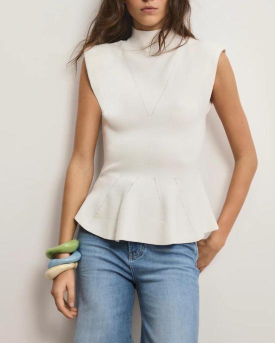  베로니카비어드 블라우스 베로니카 비어드 세라핀 니트 쉘 탑 오프 화이트 - VERONICA BEARD