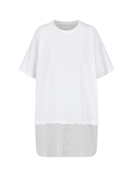 26SS MM6 메종마르지엘라 하이브리드 코튼 저지 티셔츠 S52DA0079 M20050101 White
