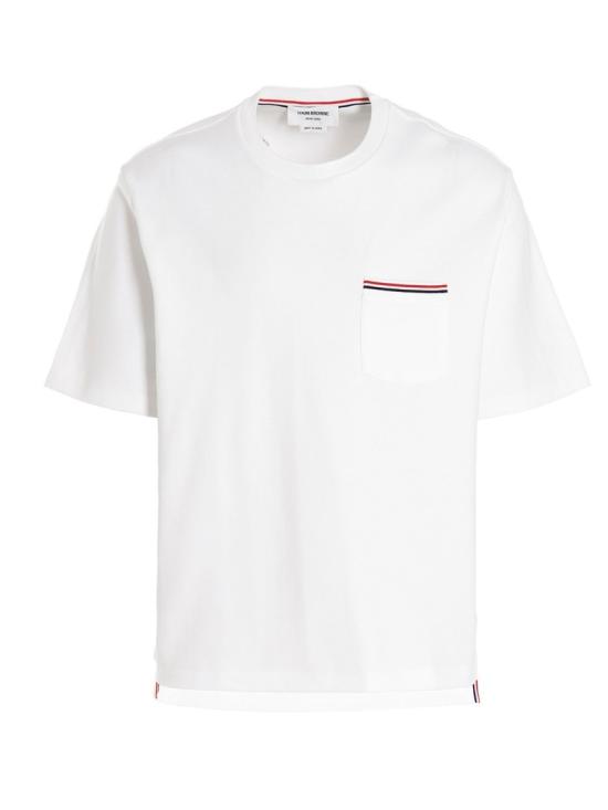  톰브라운 밀라노 코튼 오버사이즈 포켓 티셔츠 MJS183A07323100 White