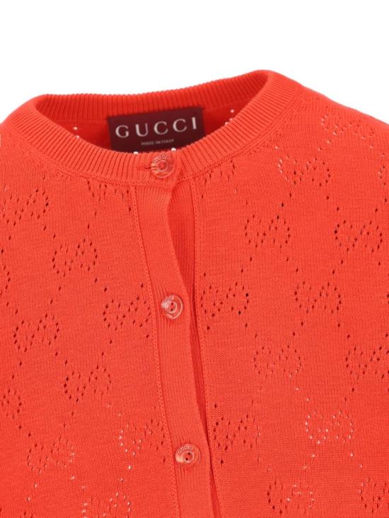 26SS 구찌 GG 포인텔 코튼 실크 가디건 856202XKFCO5741 Red - GUCCI