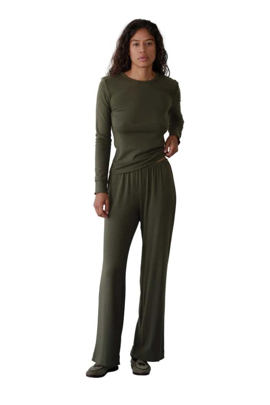  도니 크롭 팬츠 . 베이비립 가리비팬츠 오레가노 - DONNI.