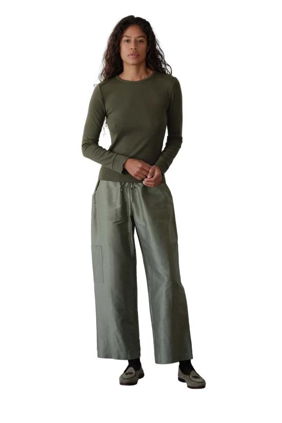  도니 긴팔 티셔츠 . 베이비 립 스캘럽 긴팔 탑 오레가노 - DONNI.