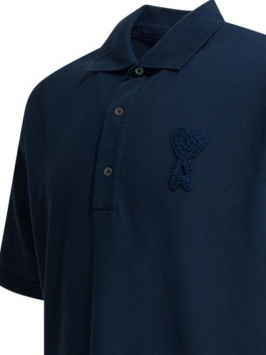 26FW 아미 톤온톤 하트 로고 코튼 패치 폴로 셔츠 UPL428 JE0221A021 Blue - AMI