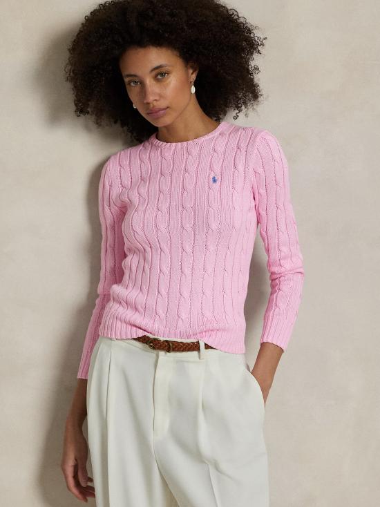 26SS 폴로 랄프로렌 포니 로고 피마코튼 케이블 니트 스웨터 211971869 010 PINK - POLO RALPH LAUREN