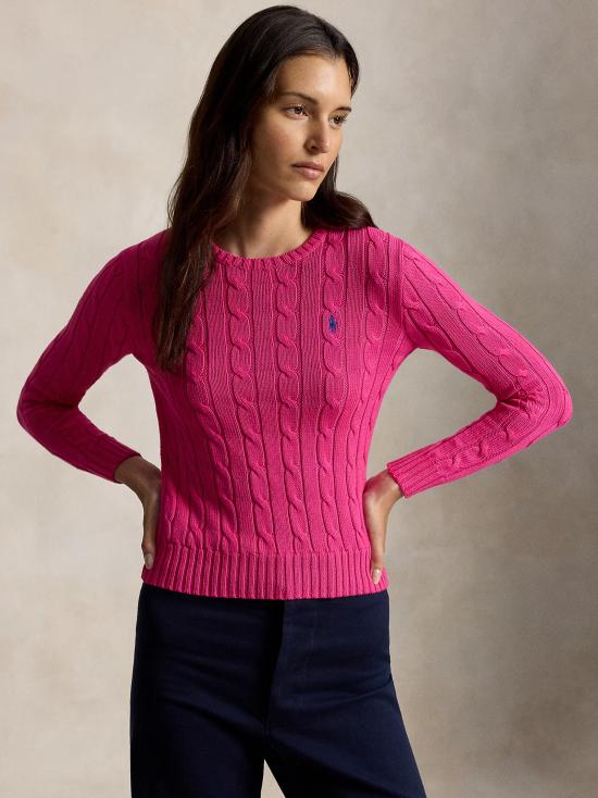 26SS 폴로 랄프로렌 포니 로고 피마코튼 케이블 니트 스웨터 211971869 508 FRAGOLA - POLO RALPH LAUREN