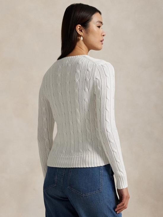 26SS 폴로 랄프로렌 포니 로고 피마코튼 케이블 니트 스웨터 211971869 007 WHITE - POLO RALPH LAUREN