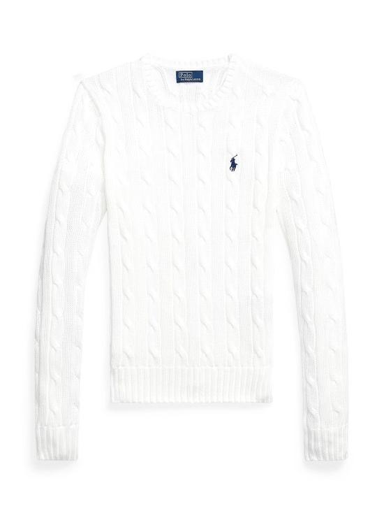26SS 폴로 랄프로렌 포니 로고 피마코튼 케이블 니트 스웨터 211971869 007 WHITE