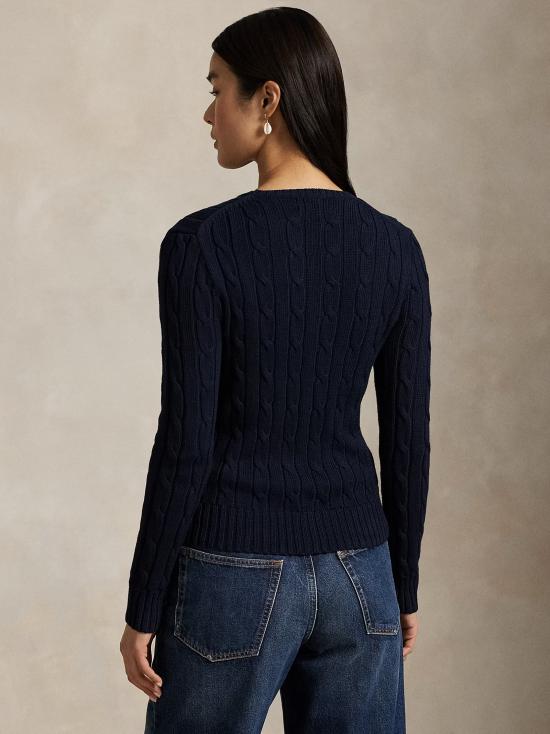 26SS 폴로 랄프로렌 포니 로고 피마코튼 케이블 니트 스웨터 211971869 008 NAVY - POLO RALPH LAUREN