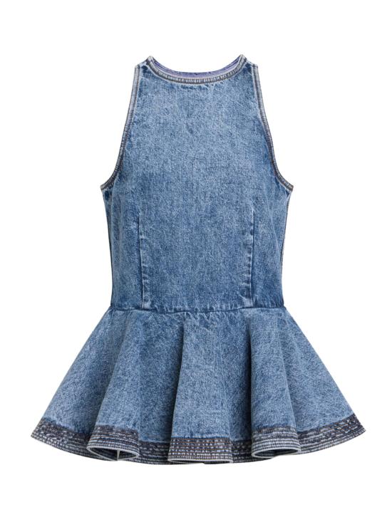 26SS 알라이아 민소매 티셔츠 AA9H1410T535C 524 Denim