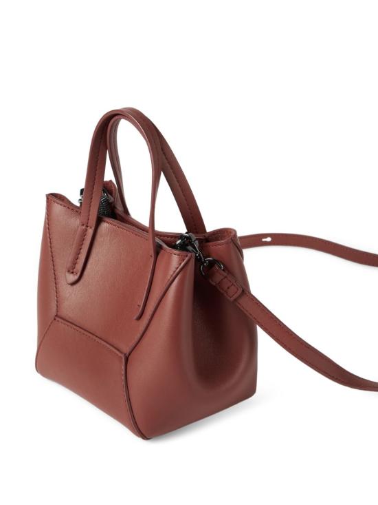 26SS 브루넬로 쿠치넬리 카프스킨 BC Duo 미니 백 모닐레 장식 MBXAD2675 C4182 Brown - BRUNELLO CUCINELLI