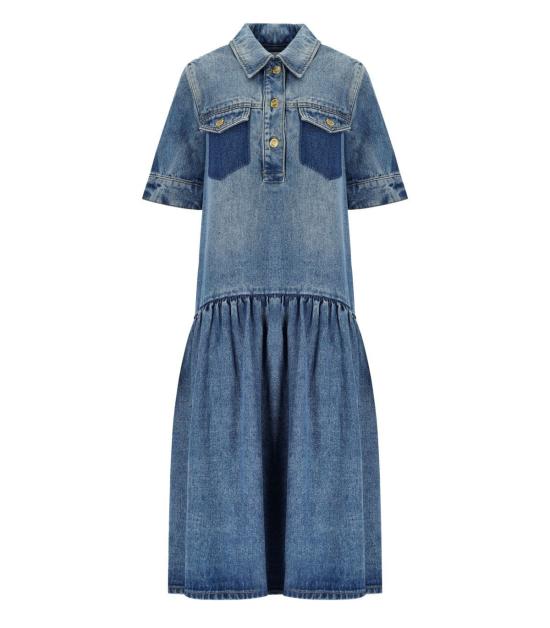 26SS 가니 라이트 워시드 데님 드레스 A1030154 091 34 Blue