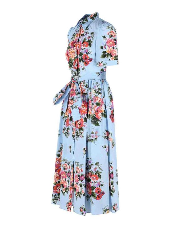 26SS 돌체앤가바나 플라워 부케 프린트 포플린 셔츠 드레스 F6JFNTHS5UUHC5ZO Light Blue - DOLCE & GABBANA