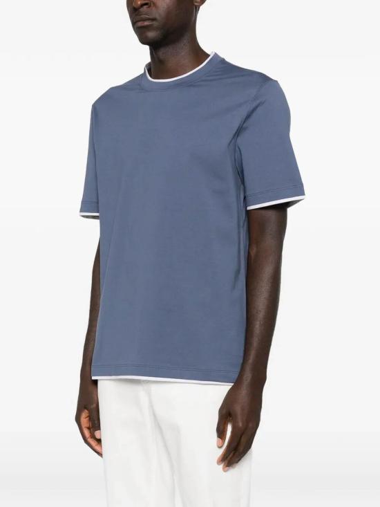 26SS 브루넬로 쿠치넬리 반팔 티셔츠 M0B137427CBL48 Light Blue - BRUNELLO CUCINELLI