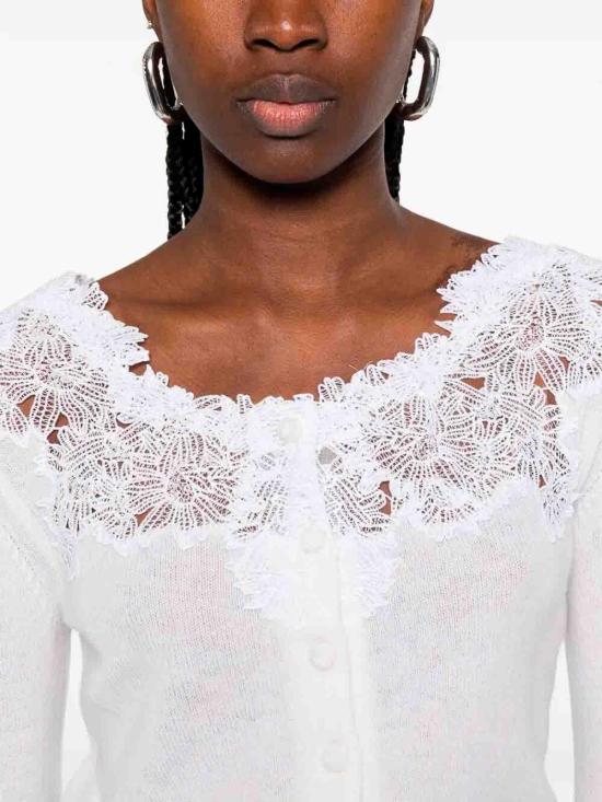 26SS 에르마노 설비노 가디건 D485N312APHYU10601 White - ERMANNO SCERVINO