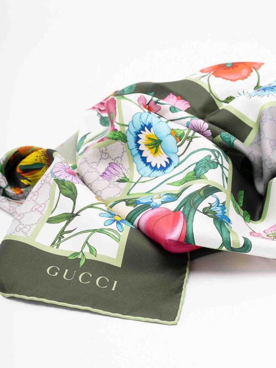 26SS 구찌 프린트 실크 트윌 까레 8501073G0013367 Green - GUCCI