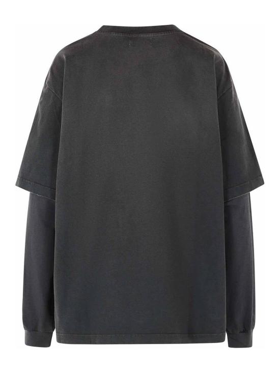 26SS 가니 헤비 코튼 저지 롱슬리브 위시드 이펙트 티셔츠 A1050044252 Grey - GANNI