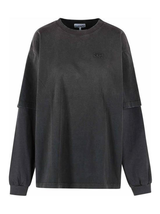 26SS 가니 헤비 코튼 저지 롱슬리브 위시드 이펙트 티셔츠 A1050044252 Grey