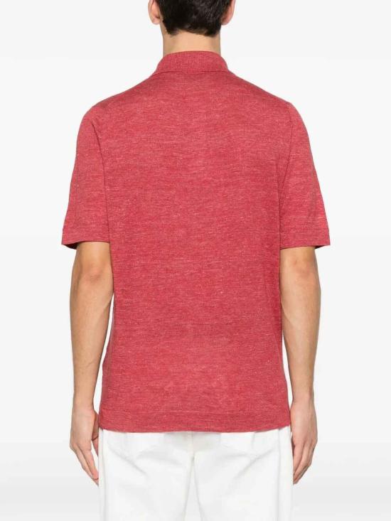 26SS 브루넬로 쿠치넬리 린넨 코튼 니트 폴로 셔츠 M2L00315C7781 Red - BRUNELLO CUCINELLI