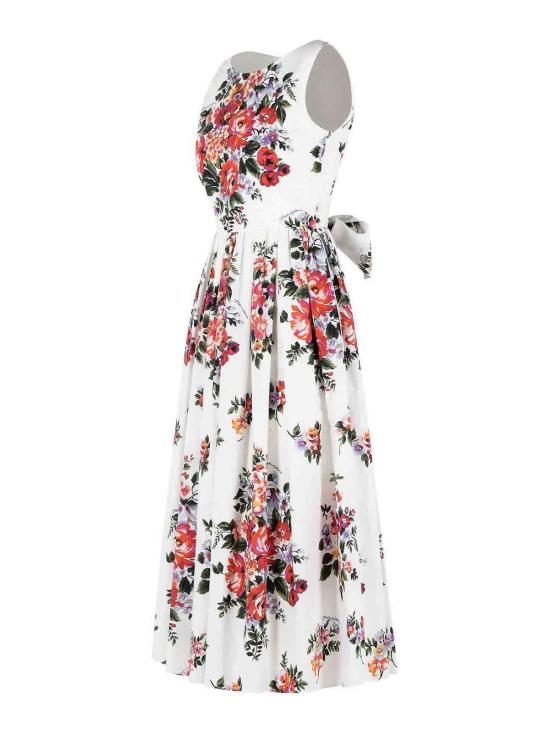 26SS 돌체앤가바나 플라워 부케 프린트 코튼 드레스 F612PTHS5UUHA5ZO White - DOLCE & GABBANA
