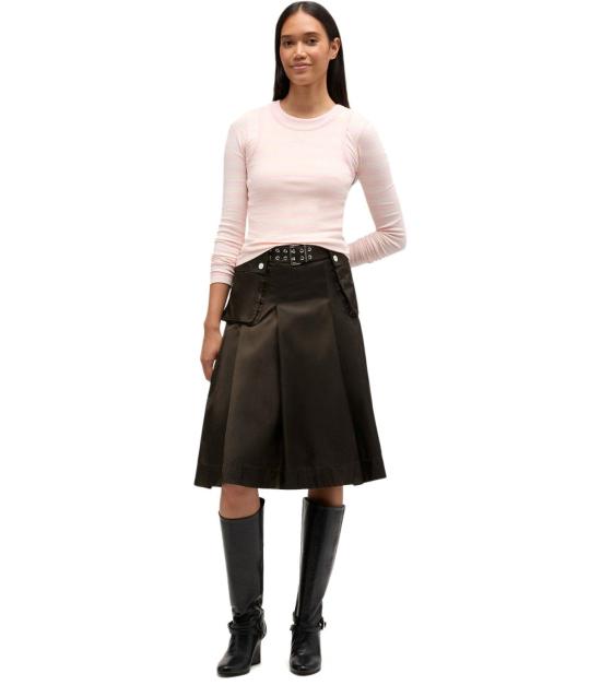 26SS 가니 듀체스 나일론 플리츠 스커트 A1090054 ZWX 34 Brown - GANNI