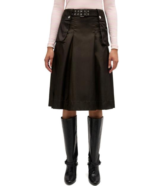 26SS 가니 듀체스 나일론 플리츠 스커트 A1090054 ZWX 34 Brown - GANNI