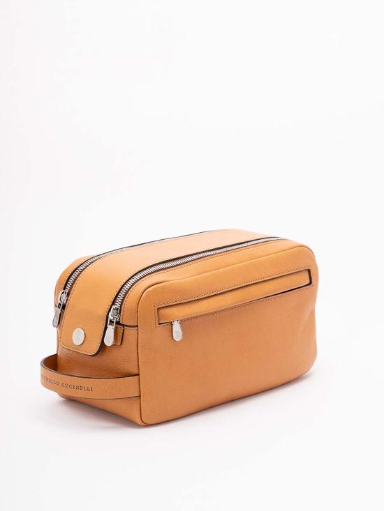 26SS 브루넬로 쿠치넬리 더블 지퍼 바케타 레더 뷰티 케이스 MWTGBU334C001 - BRUNELLO CUCINELLI