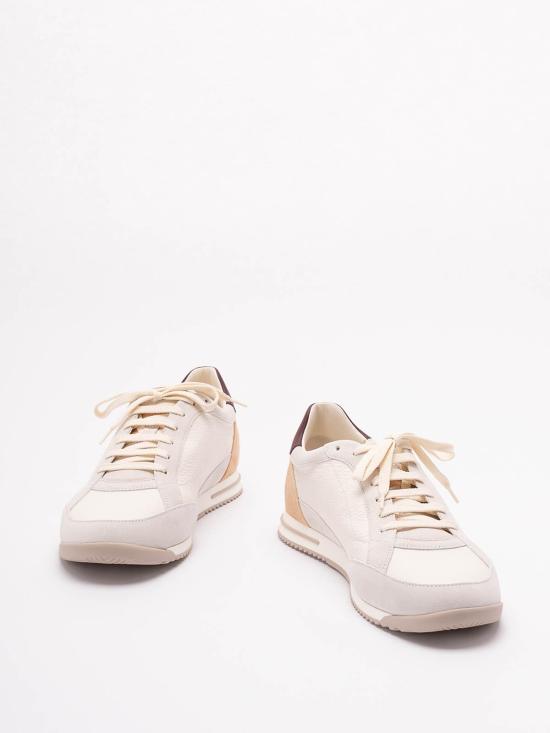 26SS 브루넬로 쿠치넬리 디어스킨 & 스웨이드 스니커즈 MZUKOKA348CXM48 White - BRUNELLO CUCINELLI