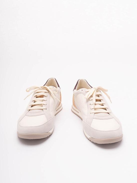 26SS 브루넬로 쿠치넬리 디어스킨 & 스웨이드 스니커즈 MZUKOKA348CXM48 White - BRUNELLO CUCINELLI