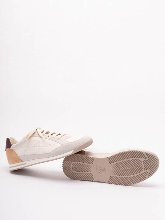 26SS 브루넬로 쿠치넬리 디어스킨 & 스웨이드 스니커즈 MZUKOKA348CXM48 White - BRUNELLO CUCINELLI