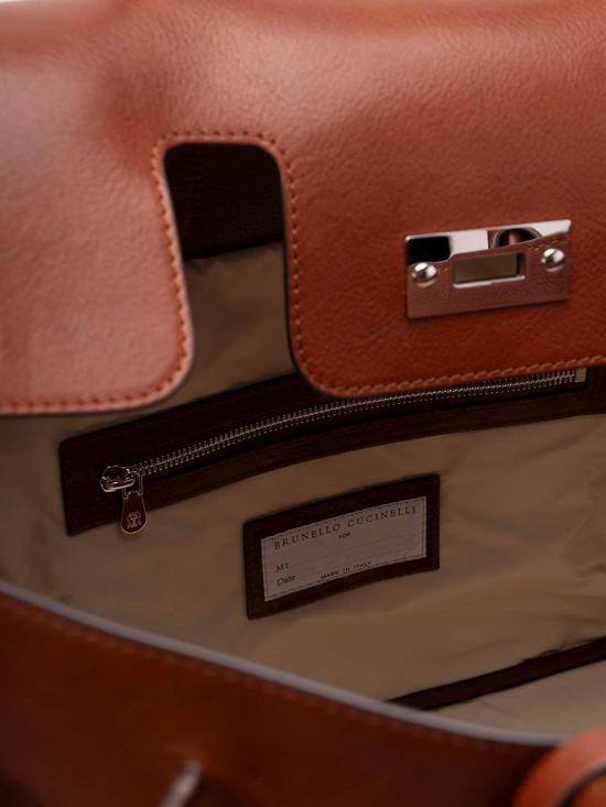 26SS 브루넬로 쿠치넬리 브레이드 카프스킨 & 카우하이드 컨트리 백 MBXOBU071C9186 Beige - BRUNELLO CUCINELLI