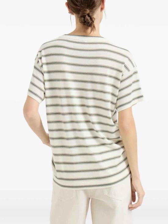 26SS 브루넬로 쿠치넬리 버진 울 & 캐시미어 라이트웨이트 스파클링 스트라이프 니트 티셔츠 M14854100CIH19 - BRUNELLO CUCINELLI