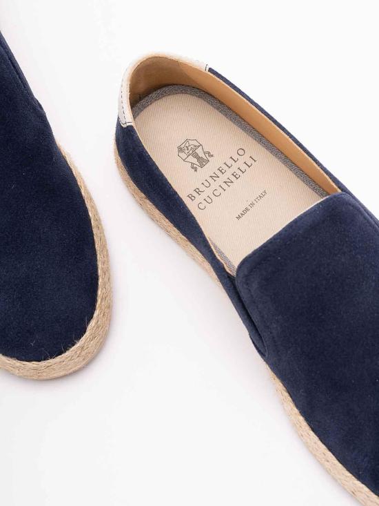 26SS 브루넬로 쿠치넬리 로프 인서트 스웨이드 슬립온 MZUOHEI837CTK33 Blue - BRUNELLO CUCINELLI
