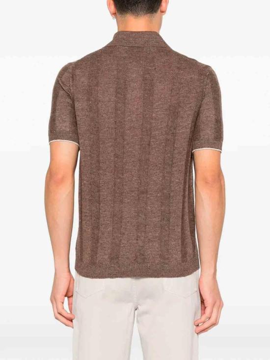 26SS 브루넬로 쿠치넬리 와이드 립 코튼 리넨니트 폴로셔츠 M2L707815CNO22 Beige - BRUNELLO CUCINELLI