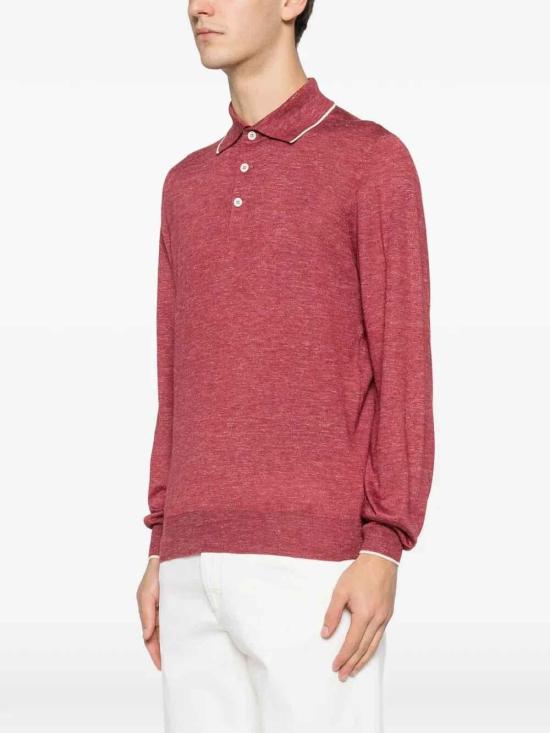 26SS 브루넬로 쿠치넬리 폴로 티셔츠 MHS805905CFN82 Dark Red - BRUNELLO CUCINELLI