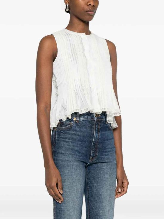 26SS 에르마노 설비노 민소매 티셔츠 D482L372APRQZ10602 White - ERMANNO SCERVINO