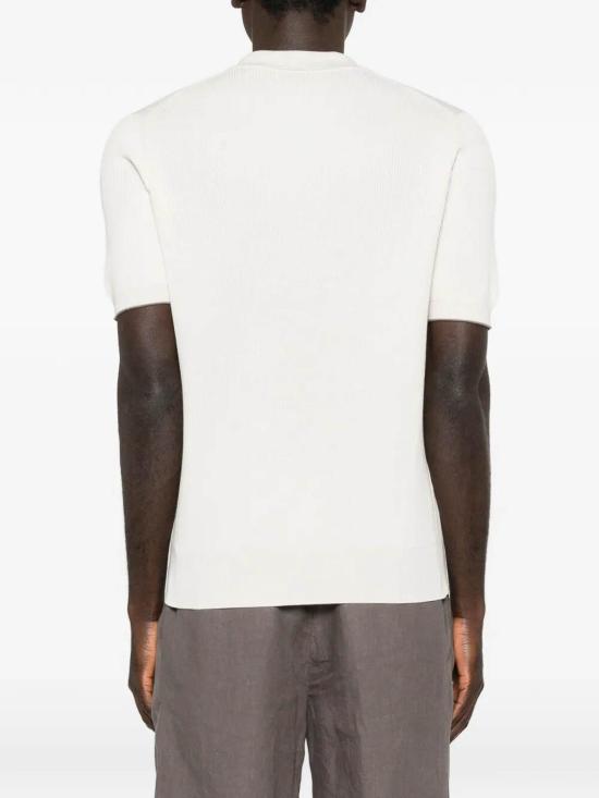 26SS 브루넬로 쿠치넬리 잉글리시 립 코튼 니트 폴로셔츠 M29400015CSG56 White - BRUNELLO CUCINELLI