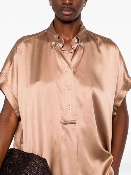 26SS 브루넬로 쿠치넬리 실크 블라우스 M0C59RA915C9237 Beige - BRUNELLO CUCINELLI