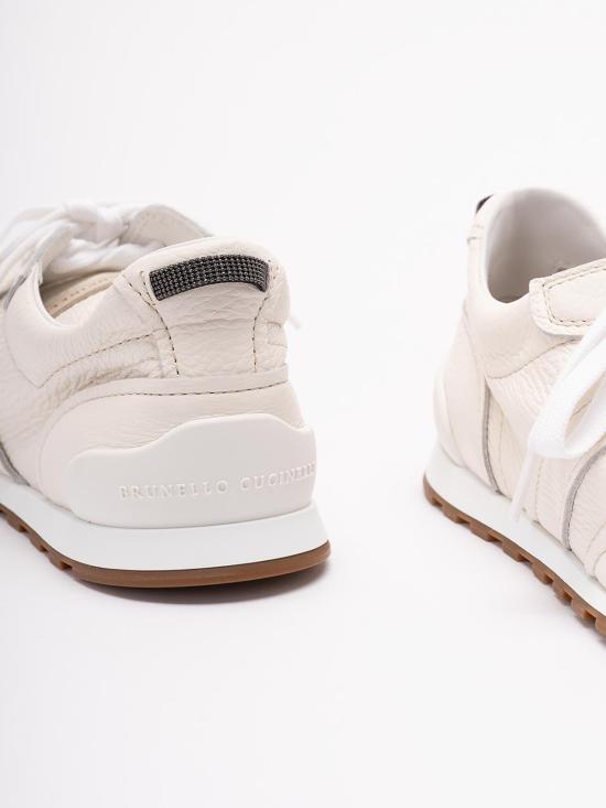 26SS 브루넬로 쿠치넬리 샤이니 루프 소프트 그레인 가죽 러너 MZDKG3235C4295 White - BRUNELLO CUCINELLI
