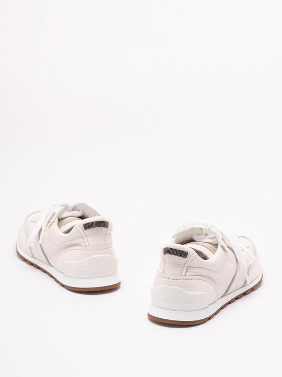 26SS 브루넬로 쿠치넬리 샤이니 루프 소프트 그레인 가죽 러너 MZDKG3235C4295 White - BRUNELLO CUCINELLI