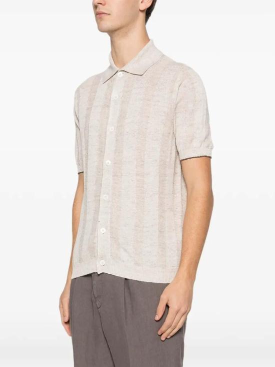 26SS 브루넬로 쿠치넬리 리넨 립 코튼 반소매 셔츠 M2L707805CSN89 - BRUNELLO CUCINELLI