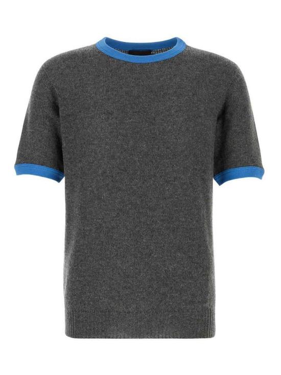 26SS 프라다 숏슬리브 캐시미어 앤 저지 스웨터 UMF19318W4SOOOF0S3O Black