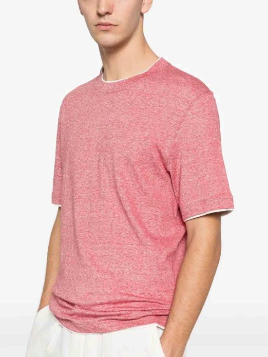 26SS 브루넬로 쿠치넬리 페이크 레이어링 티셔츠 MW8357427CSG20 Red - BRUNELLO CUCINELLI