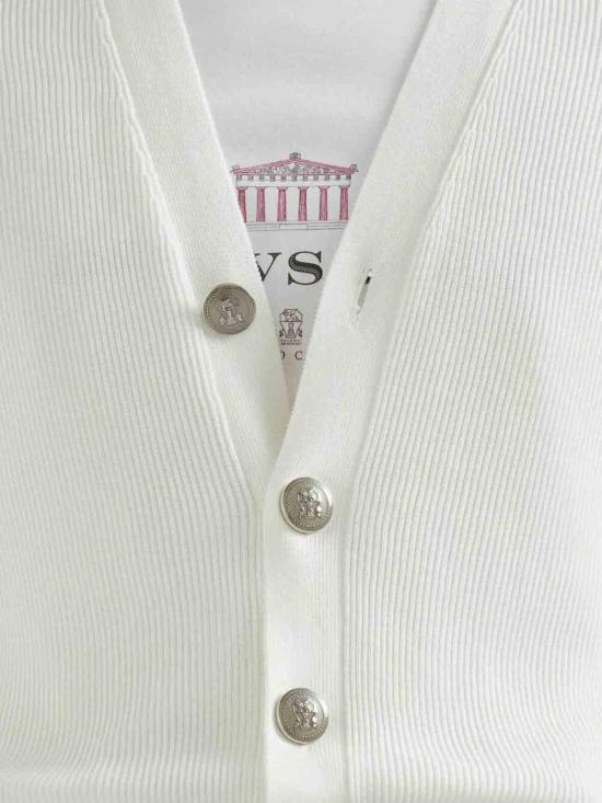26SS 브루넬로 쿠치넬리 잉글리시 립 가디건 M29400116CO312 White - BRUNELLO CUCINELLI