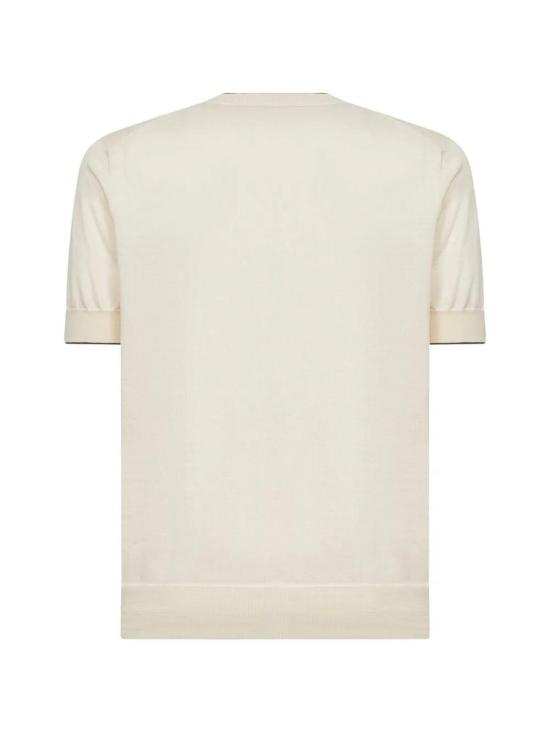 26SS 브루넬로 쿠치넬리 콘트라스트 디테일 코튼 니트 티셔츠 M29805200CSG56 White - BRUNELLO CUCINELLI